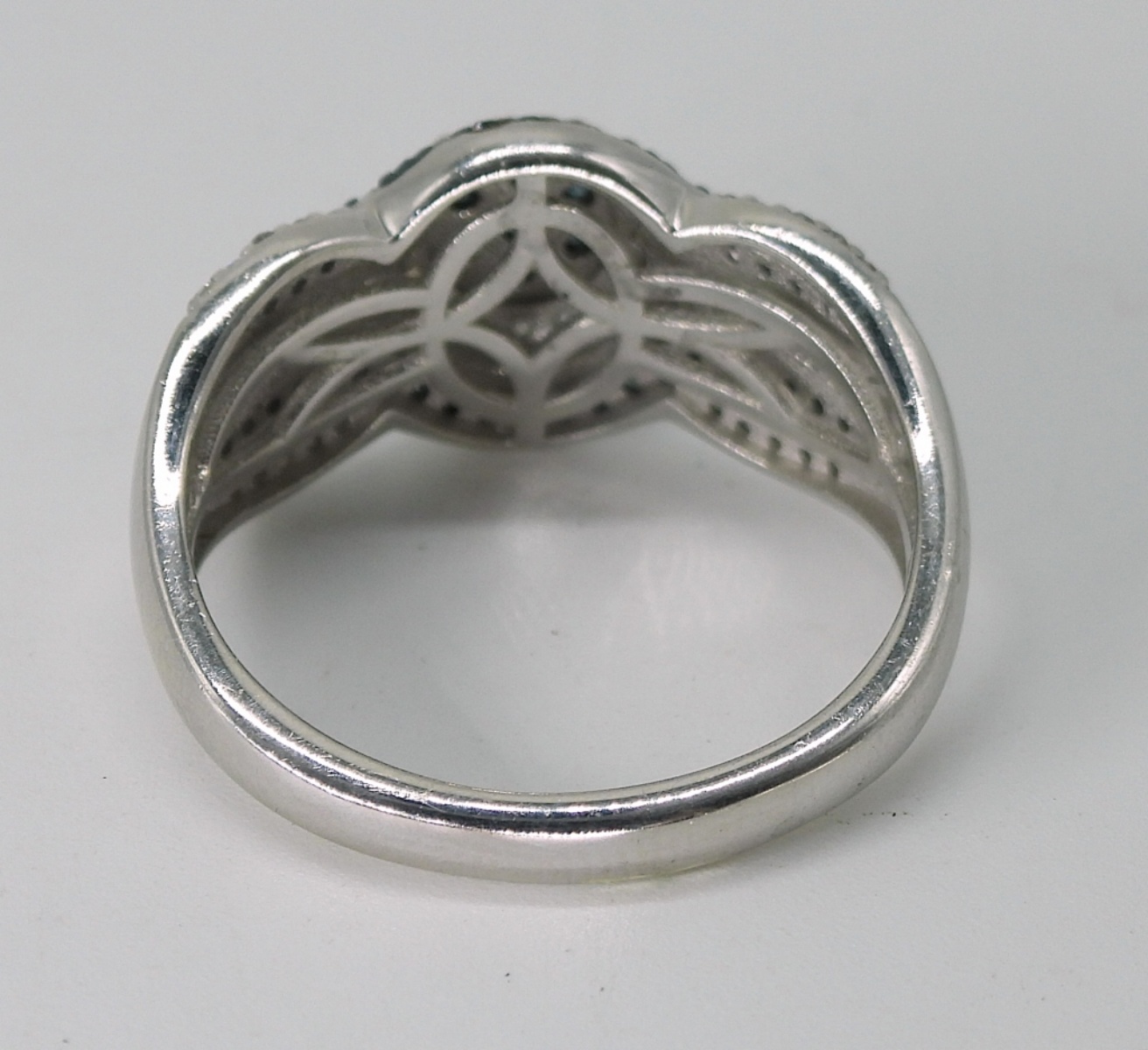 Sterling Blue & White Diamond Ring
