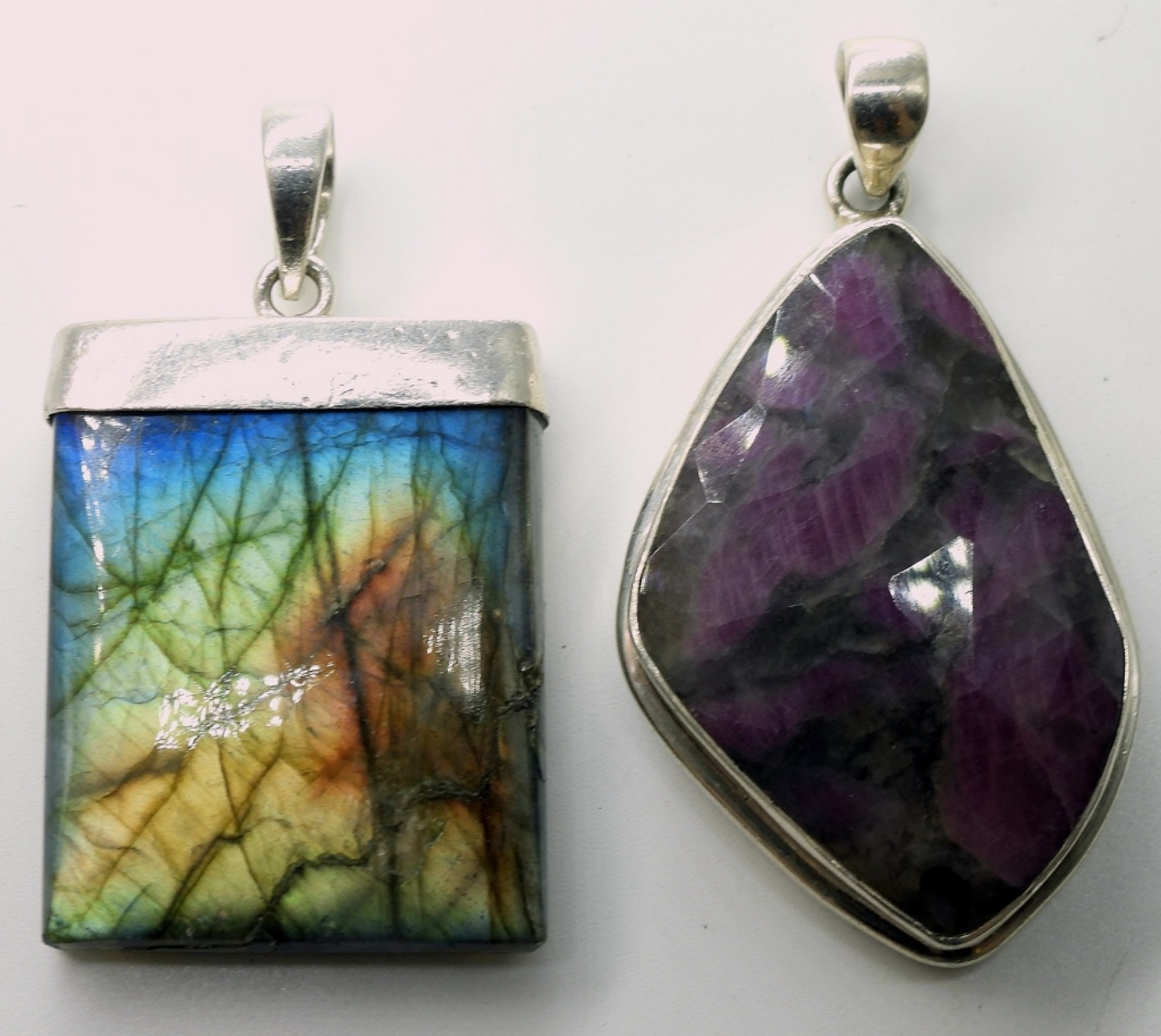 Abalone & Ruby Feldspar 925 Pendants