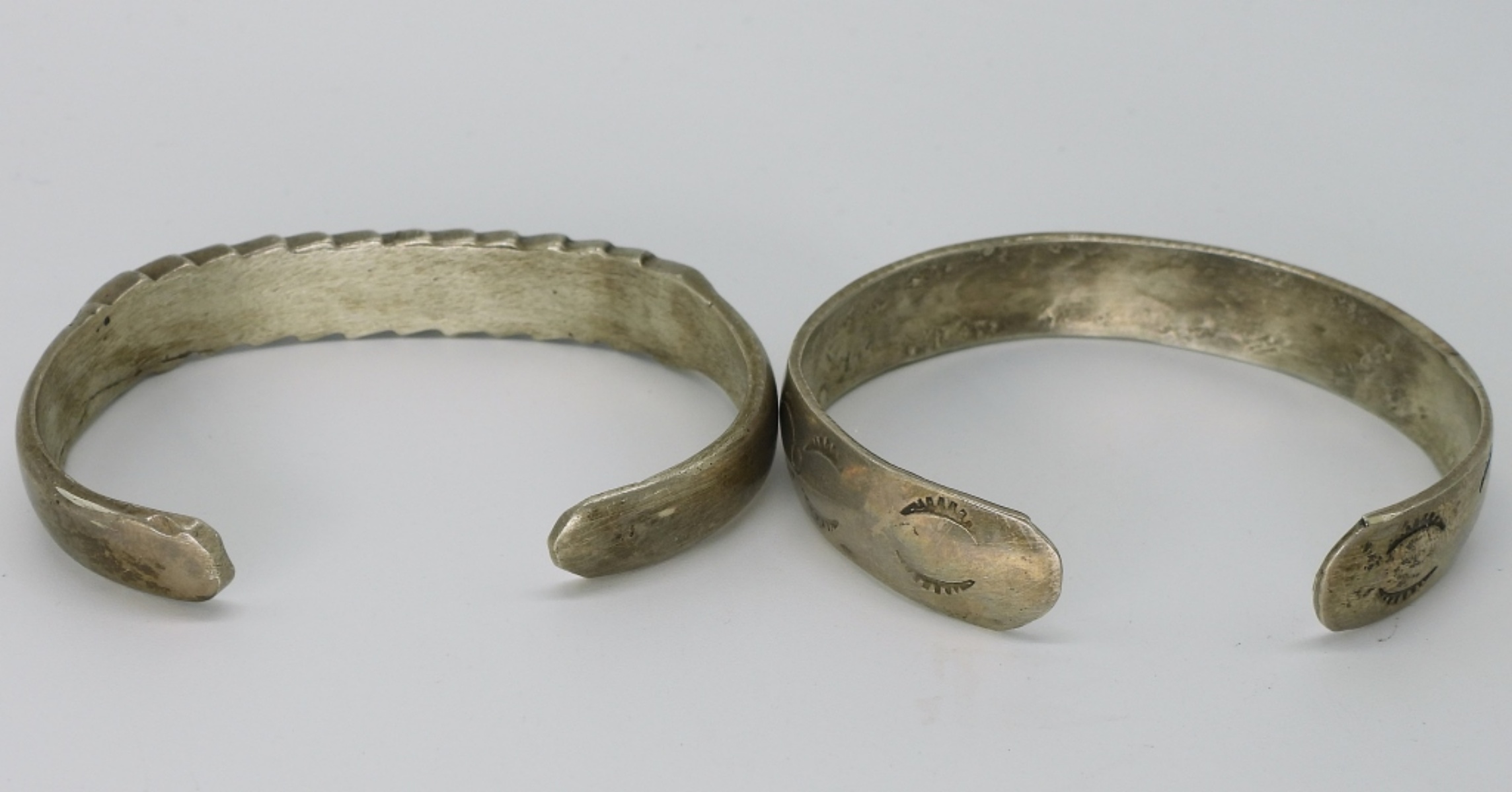2 Sterling Cuff Bracelets with Inlaid Gemstones