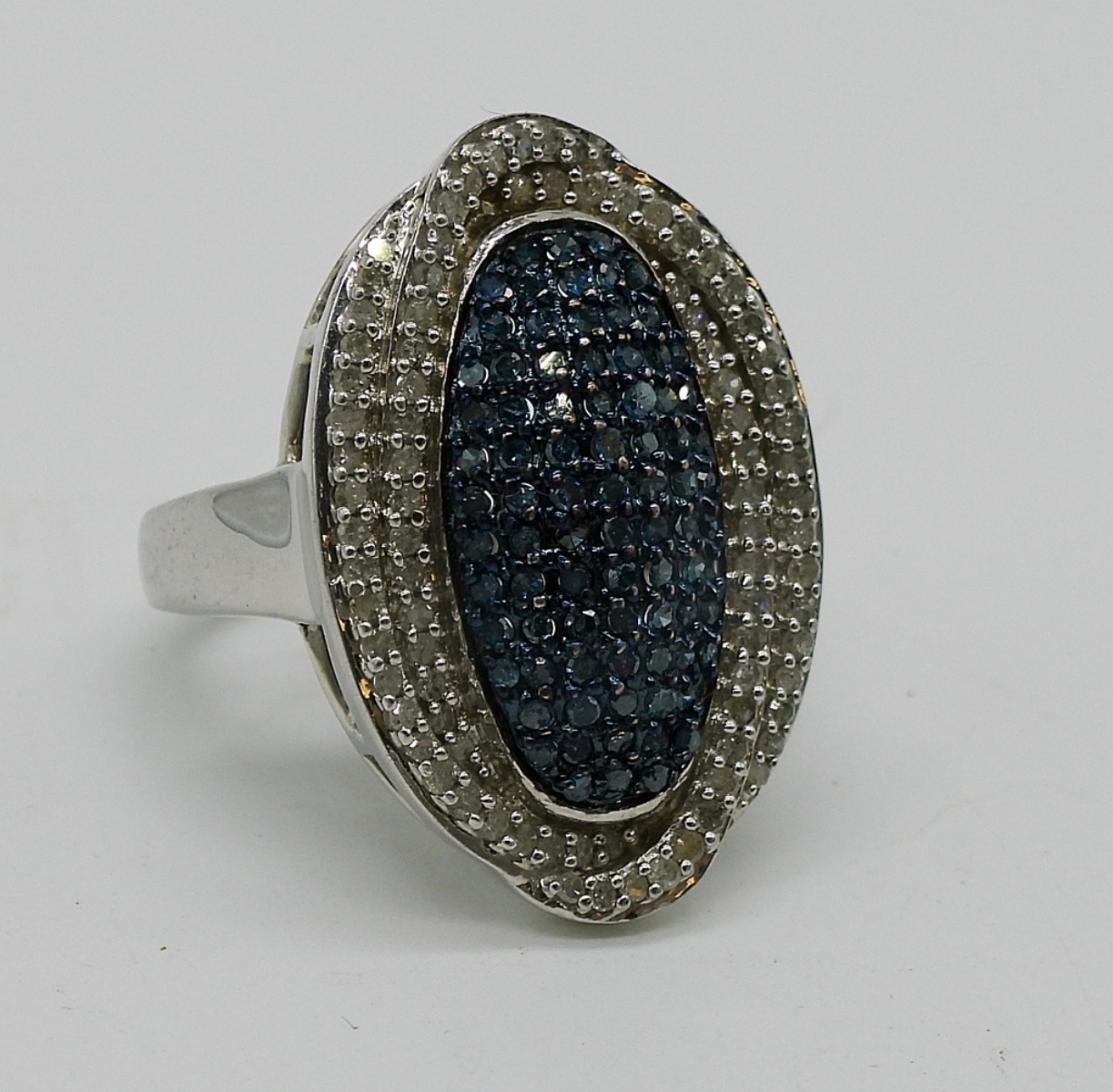 Blue & White Diamond, 925 Ring