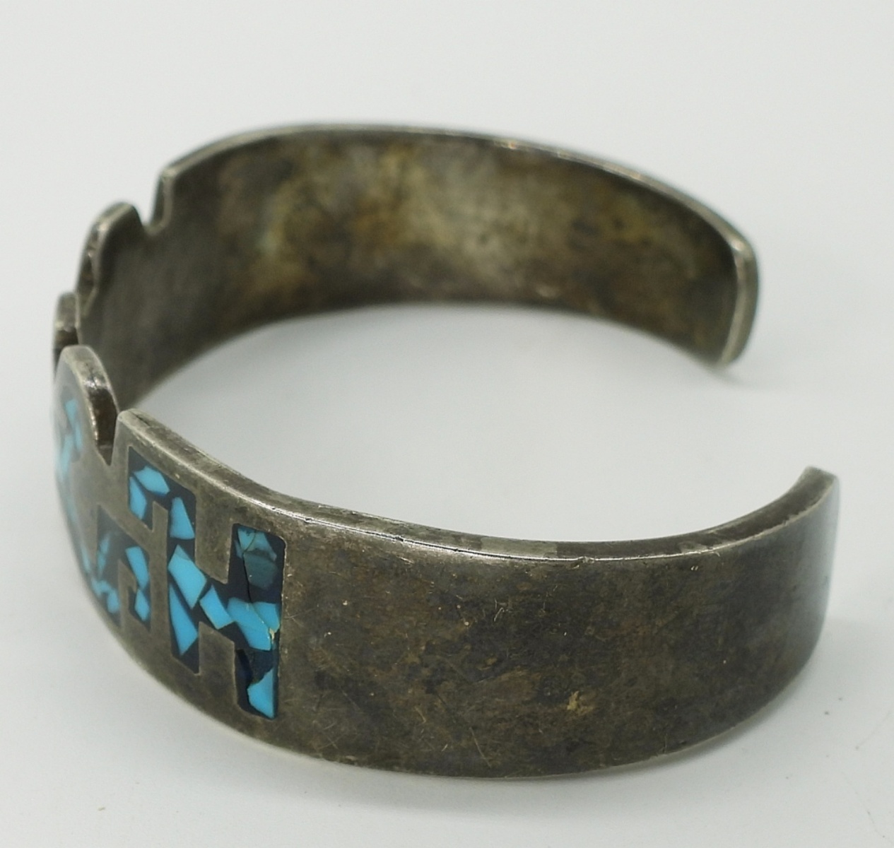 Taxco Sterling Cuff, Turquoise Chip Inlay TL-23