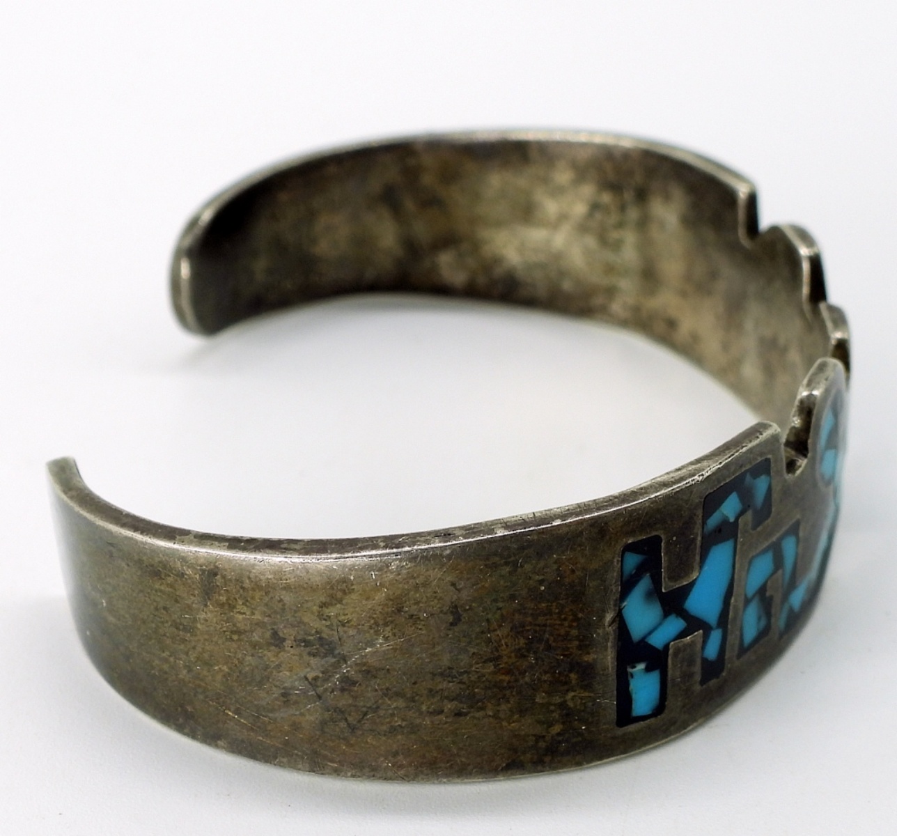 Taxco Sterling Cuff, Turquoise Chip Inlay TL-23