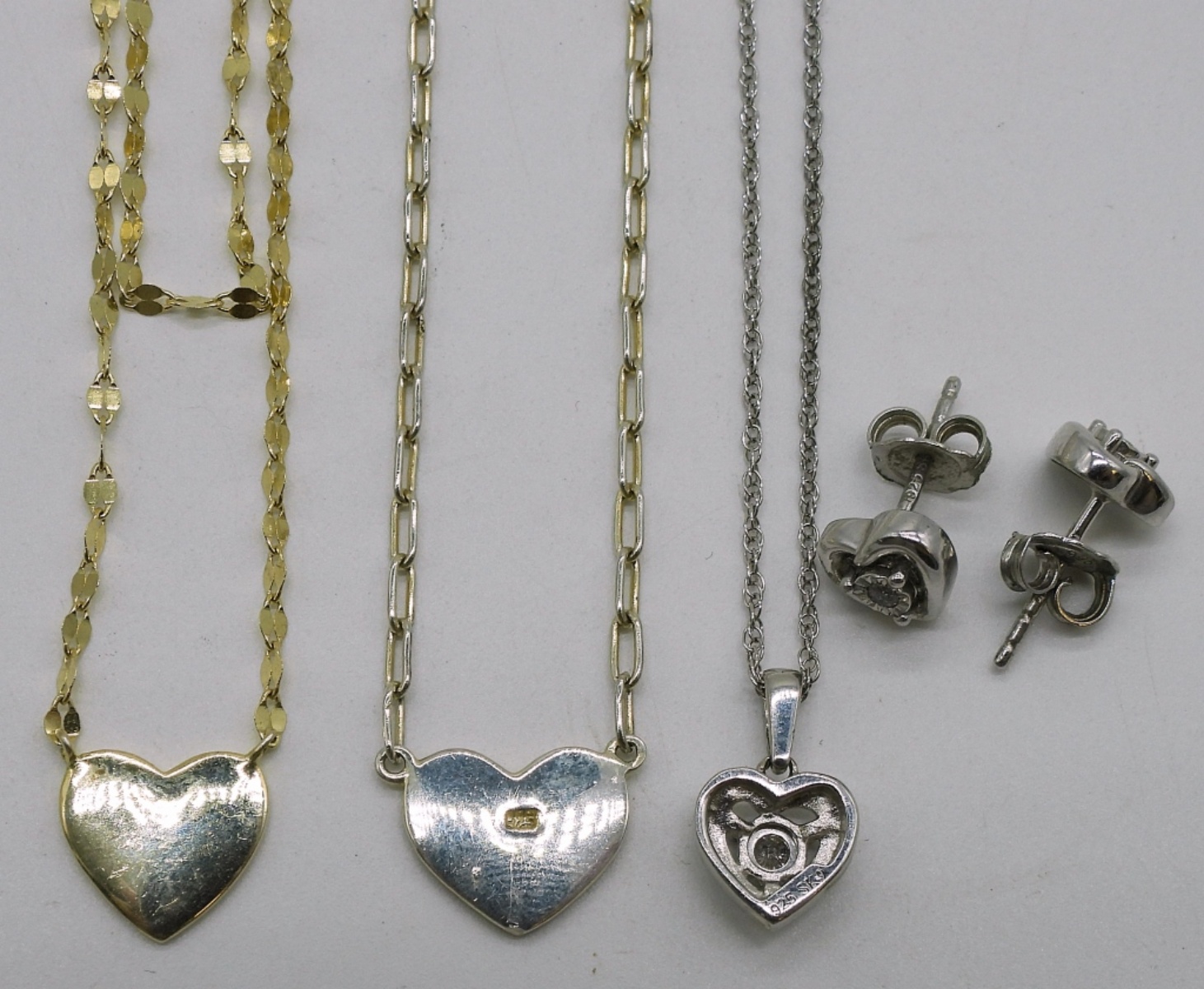 Sterling Heart Necklaces & Earrings Lot