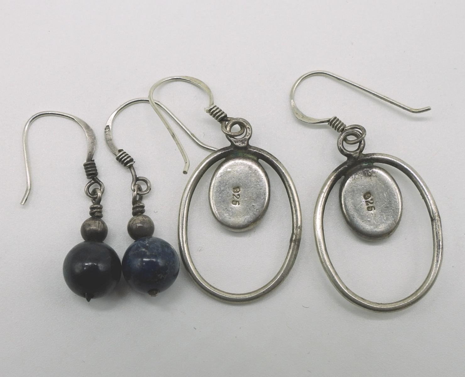 Sterling Gemstone Earrings, 2 Pairs
