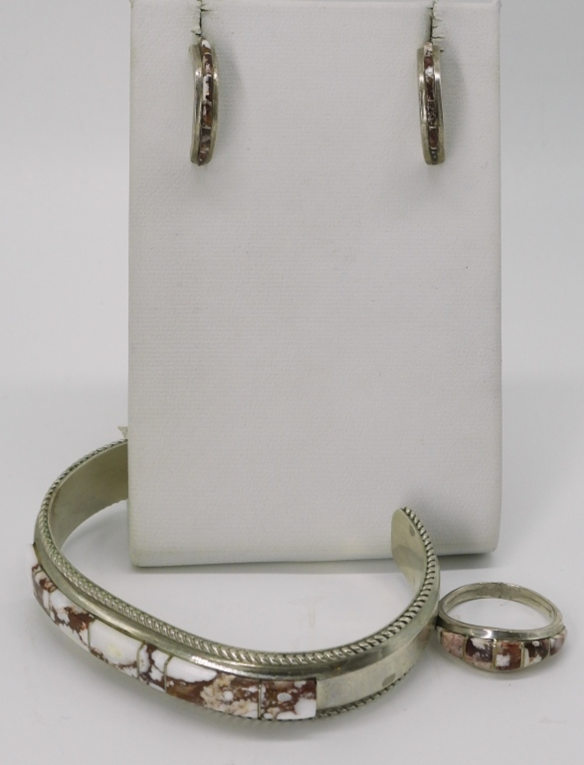 Sterling Inlay Cuff, Ring & Earrings