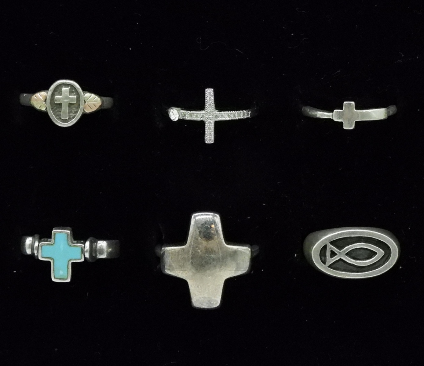 Six Sterling Cross Rings