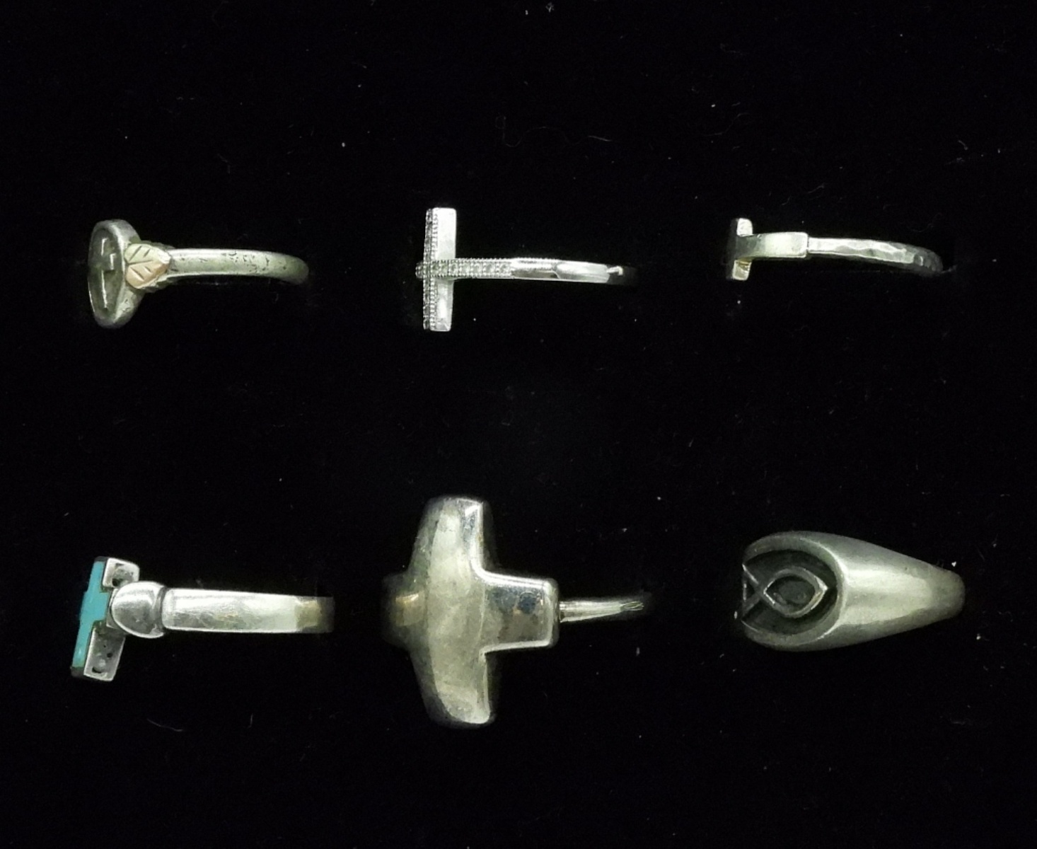 Six Sterling Cross Rings