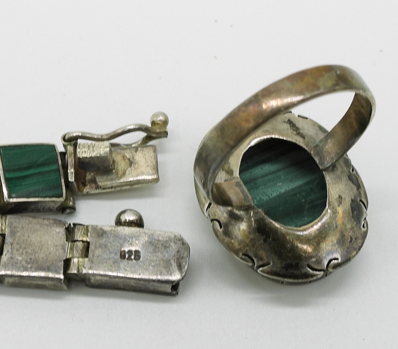 Malachite & Lapis 925 Bracelet & Ring