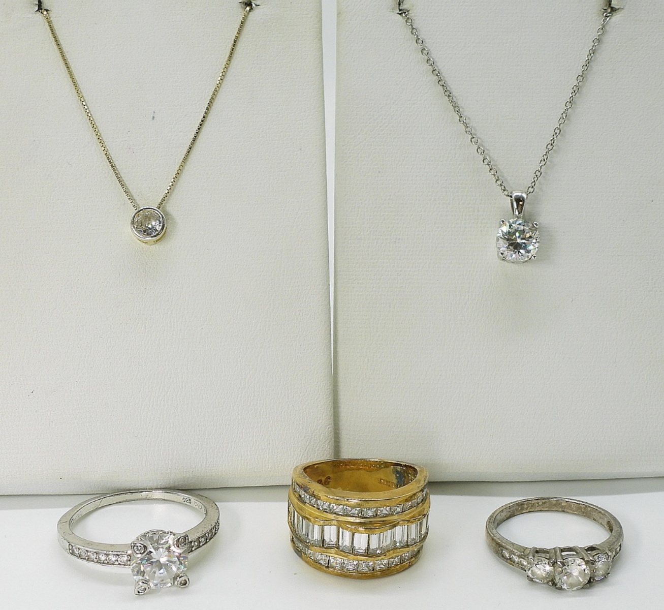 Sterling & Gold-Tone Necklaces & Rings Lot