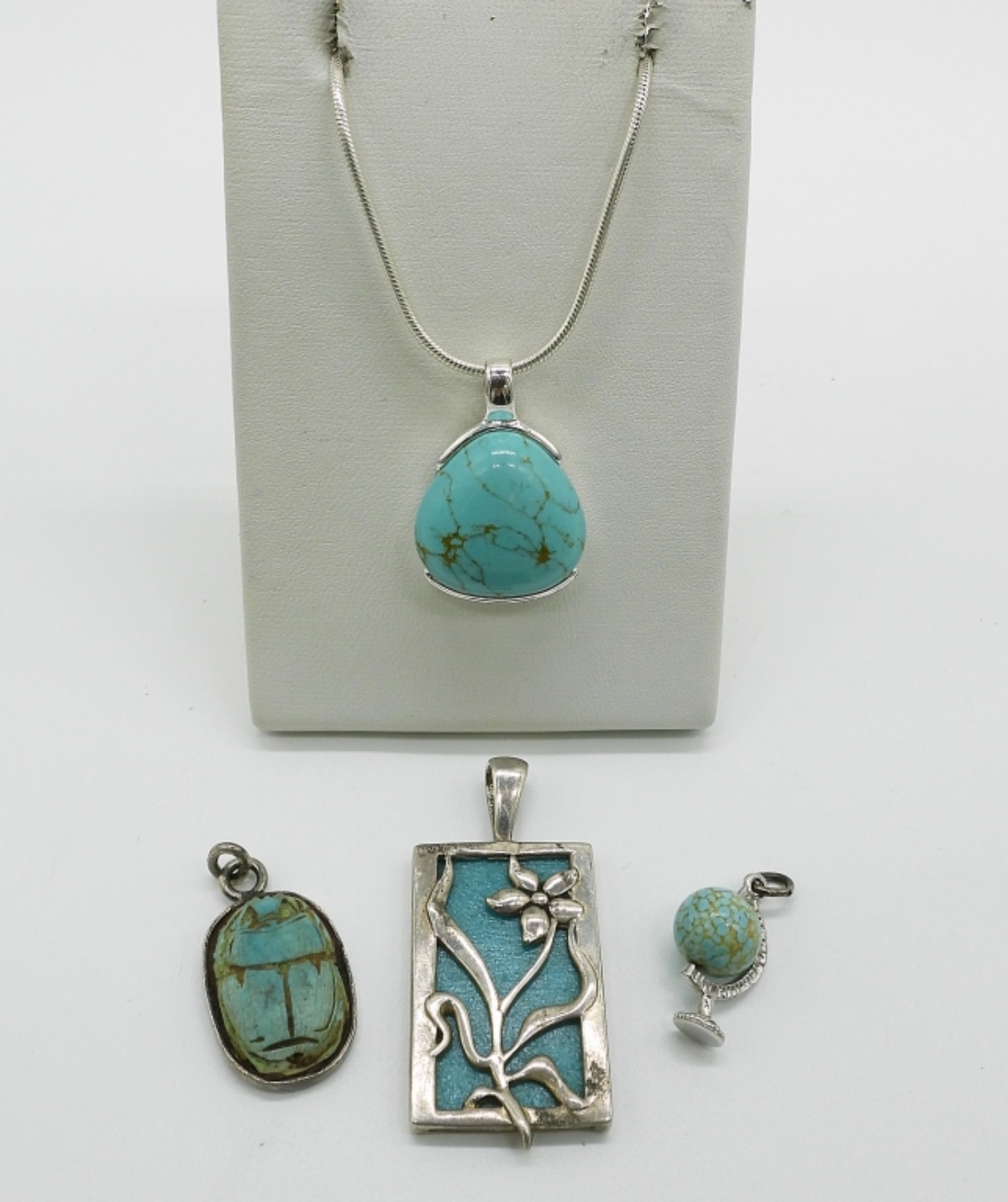Sterling Turquoise-Color Pendant Lot