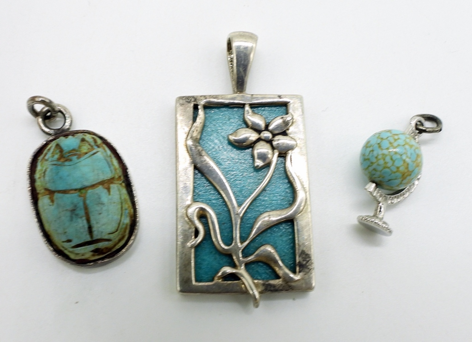 Sterling Turquoise-Color Pendant Lot