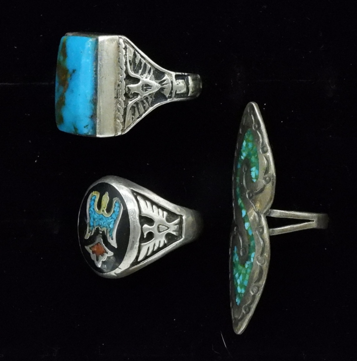 Three Sterling Turquoise Rings
