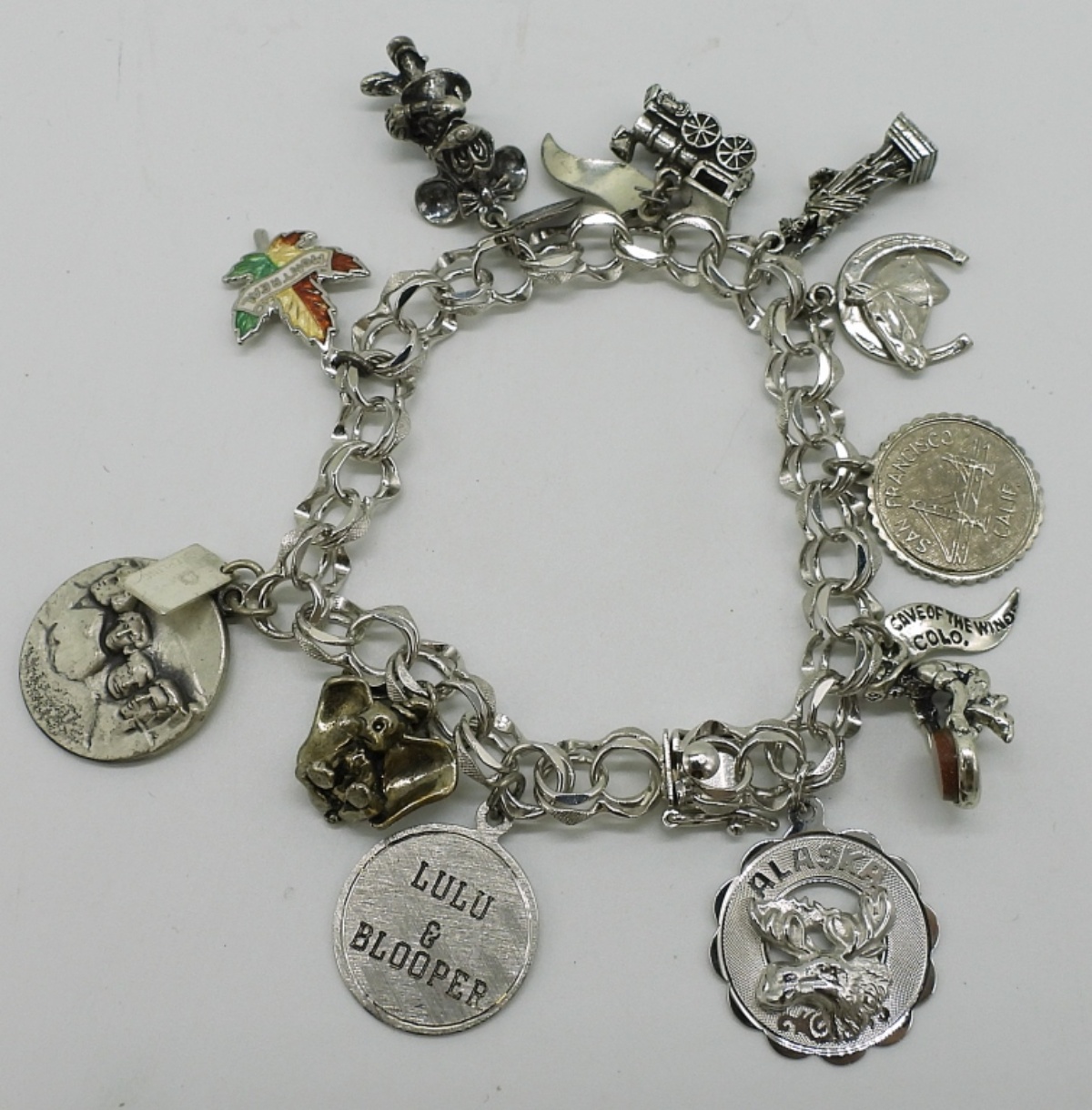 Sterling Travel Charm Bracelet, 11 Charms