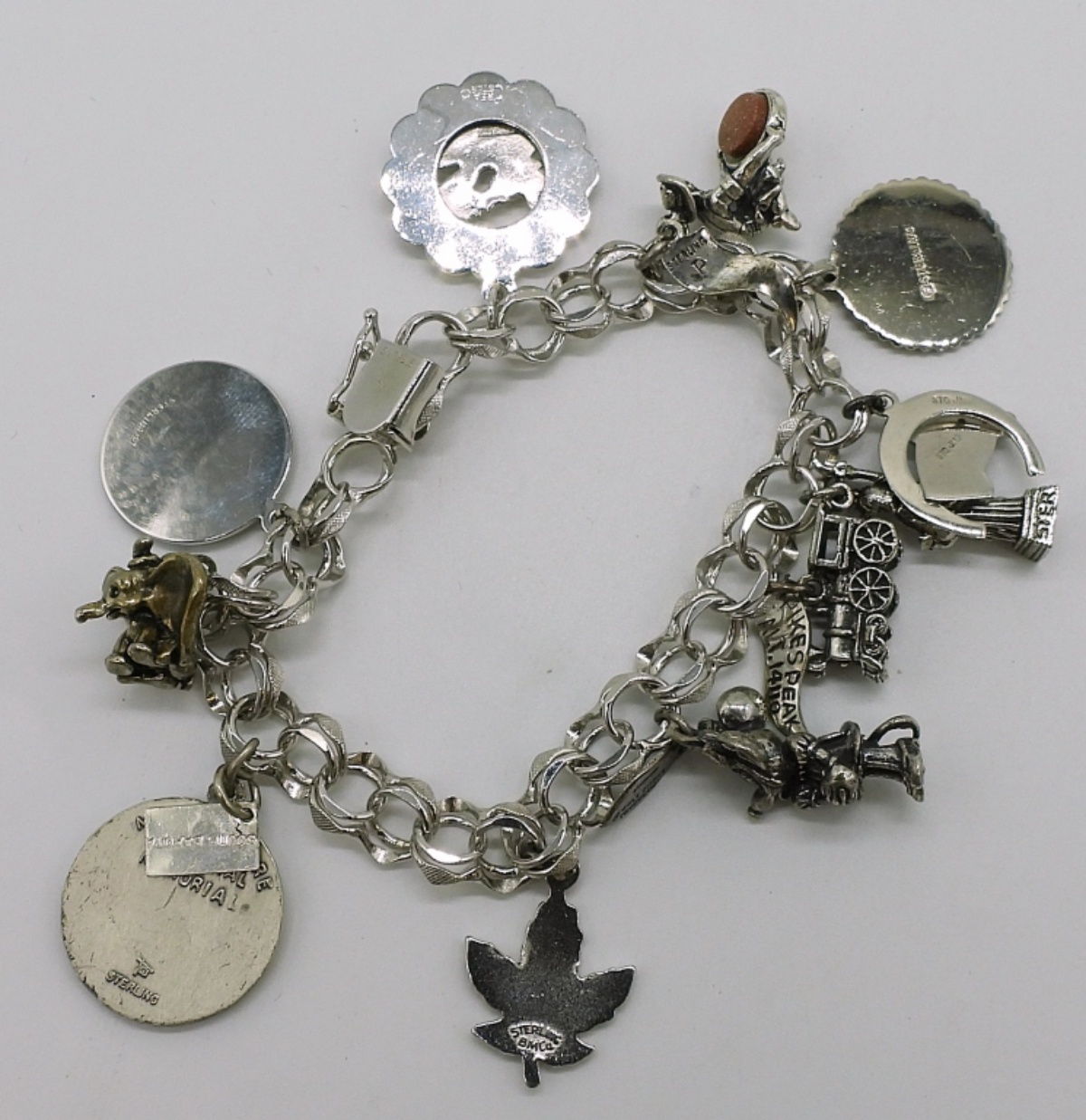 Sterling Travel Charm Bracelet, 11 Charms