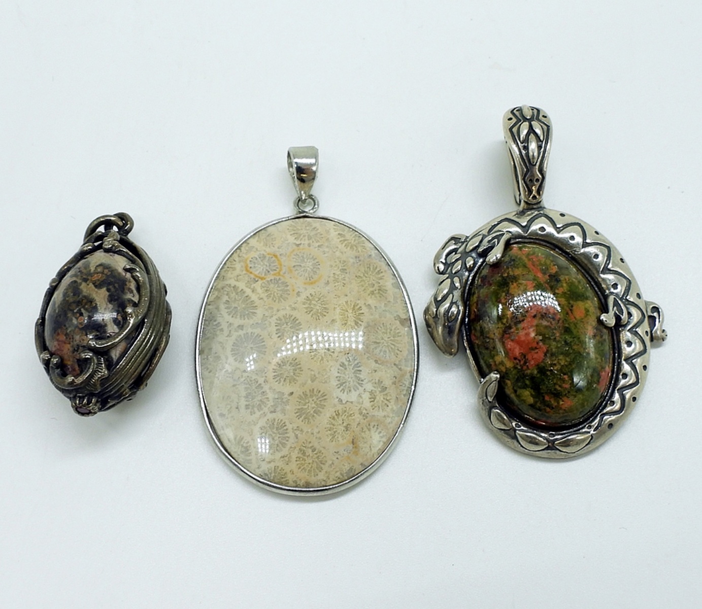 Sterling Silver Gemstone Pendant Trio