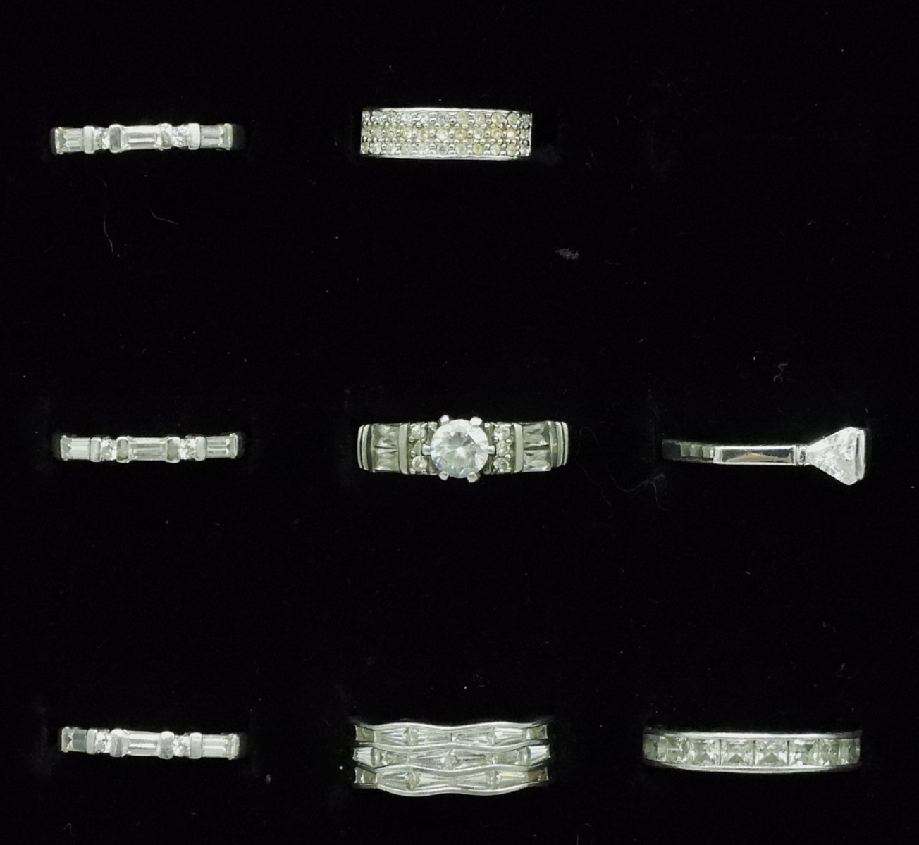 Eight Sterling Bridal Style Rings