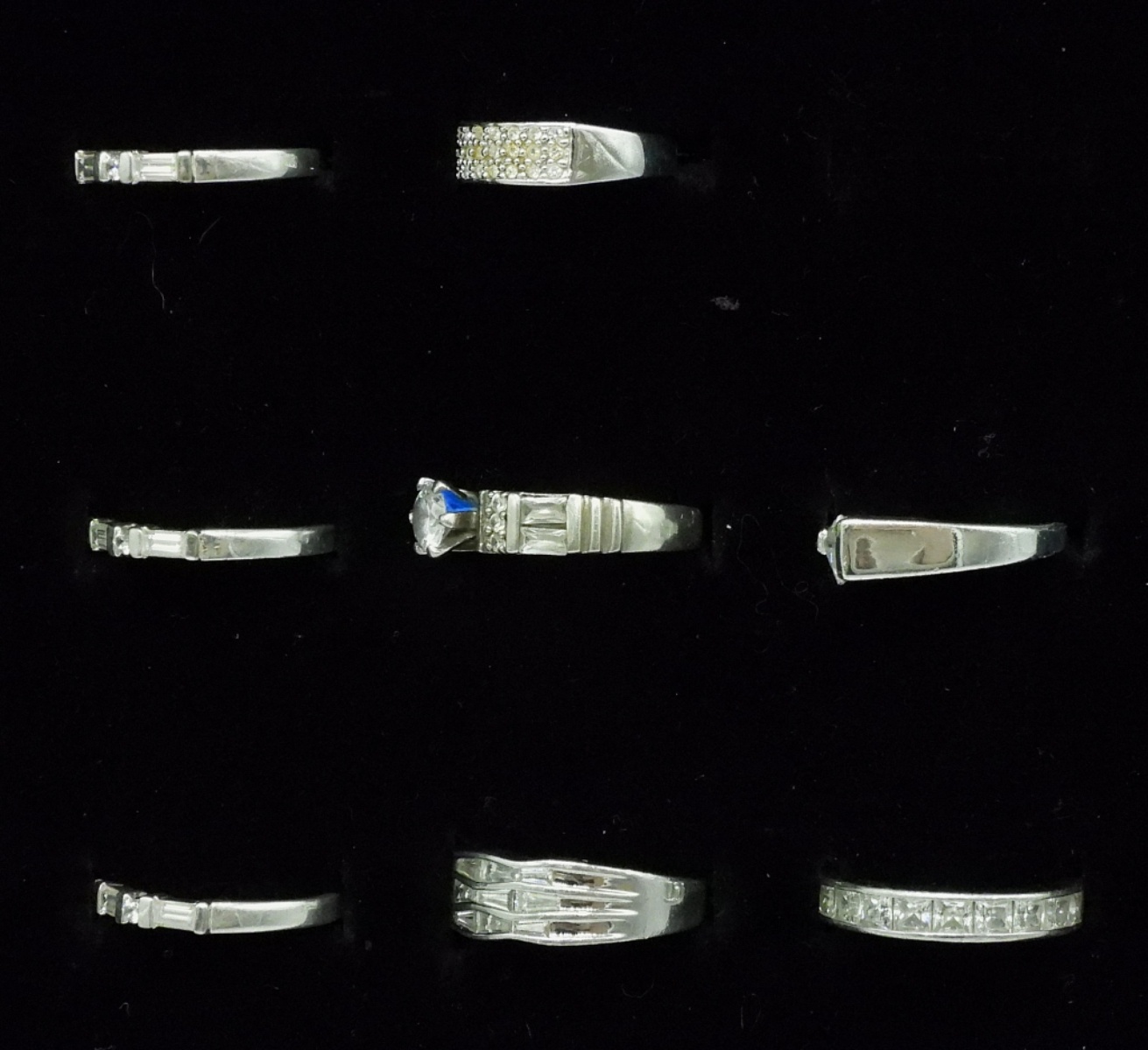 Eight Sterling Bridal Style Rings