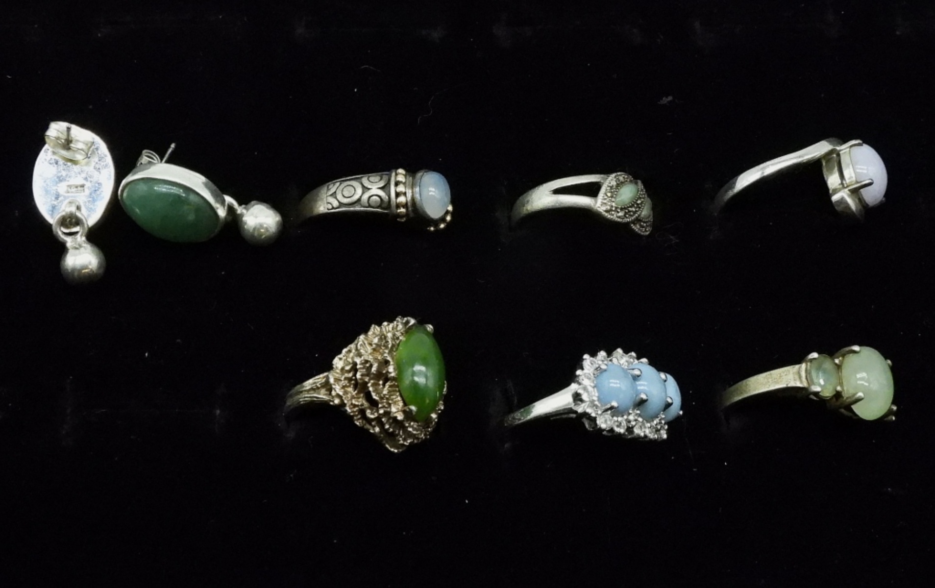 Seven Sterling Gemstone Rings