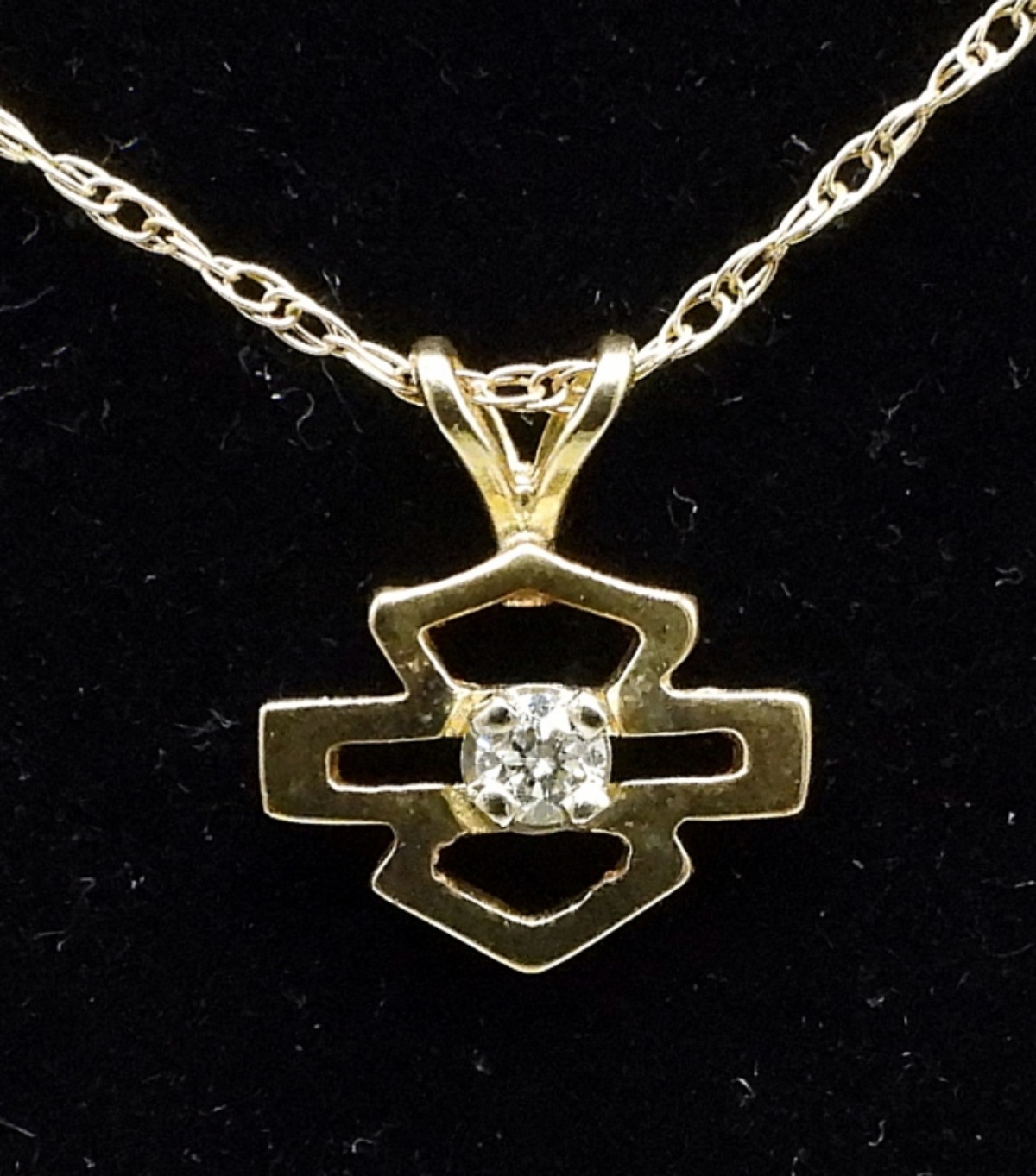 10k Gold & Diamond Harley Davidson Necklace