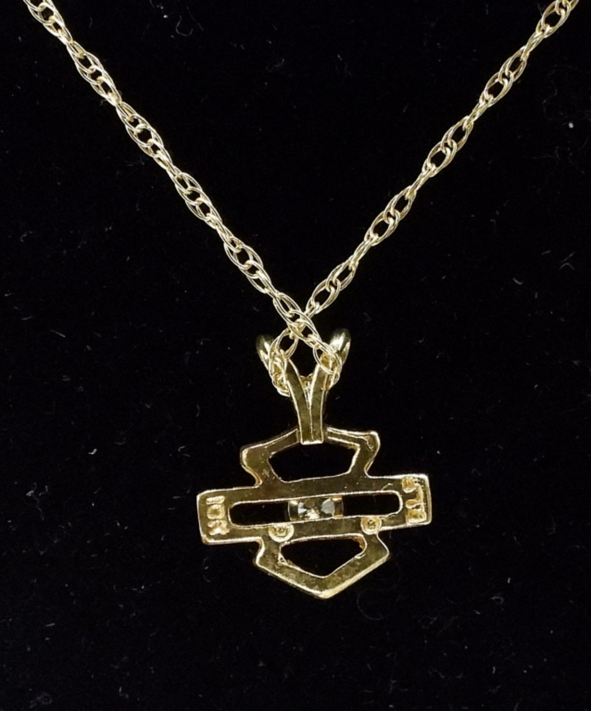 10k Gold & Diamond Harley Davidson Necklace