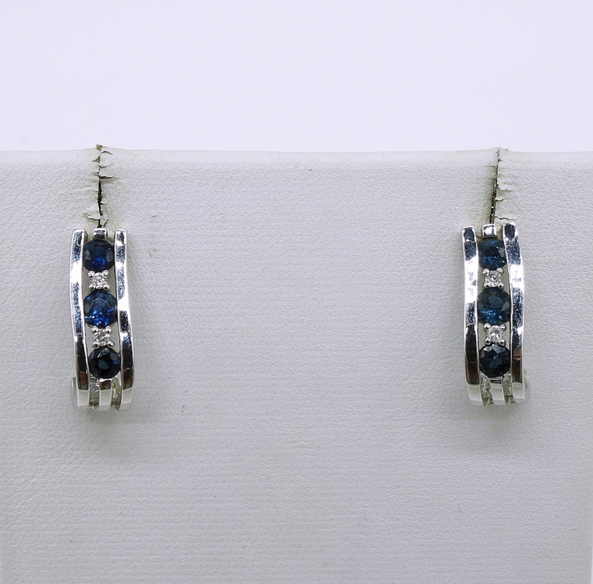 14k White Gold, Sapphire & Moissanite Earrings