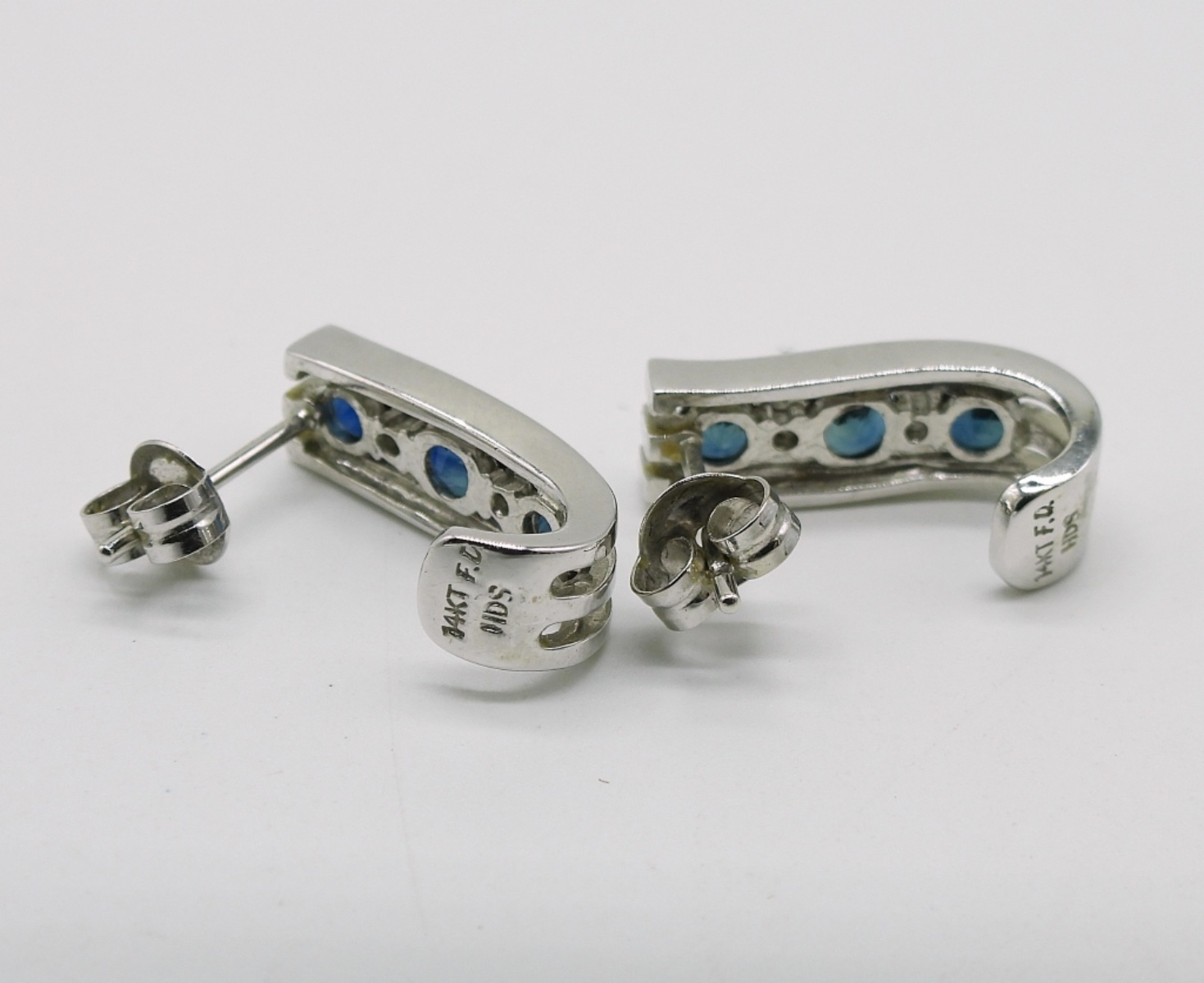 14k White Gold, Sapphire & Moissanite Earrings
