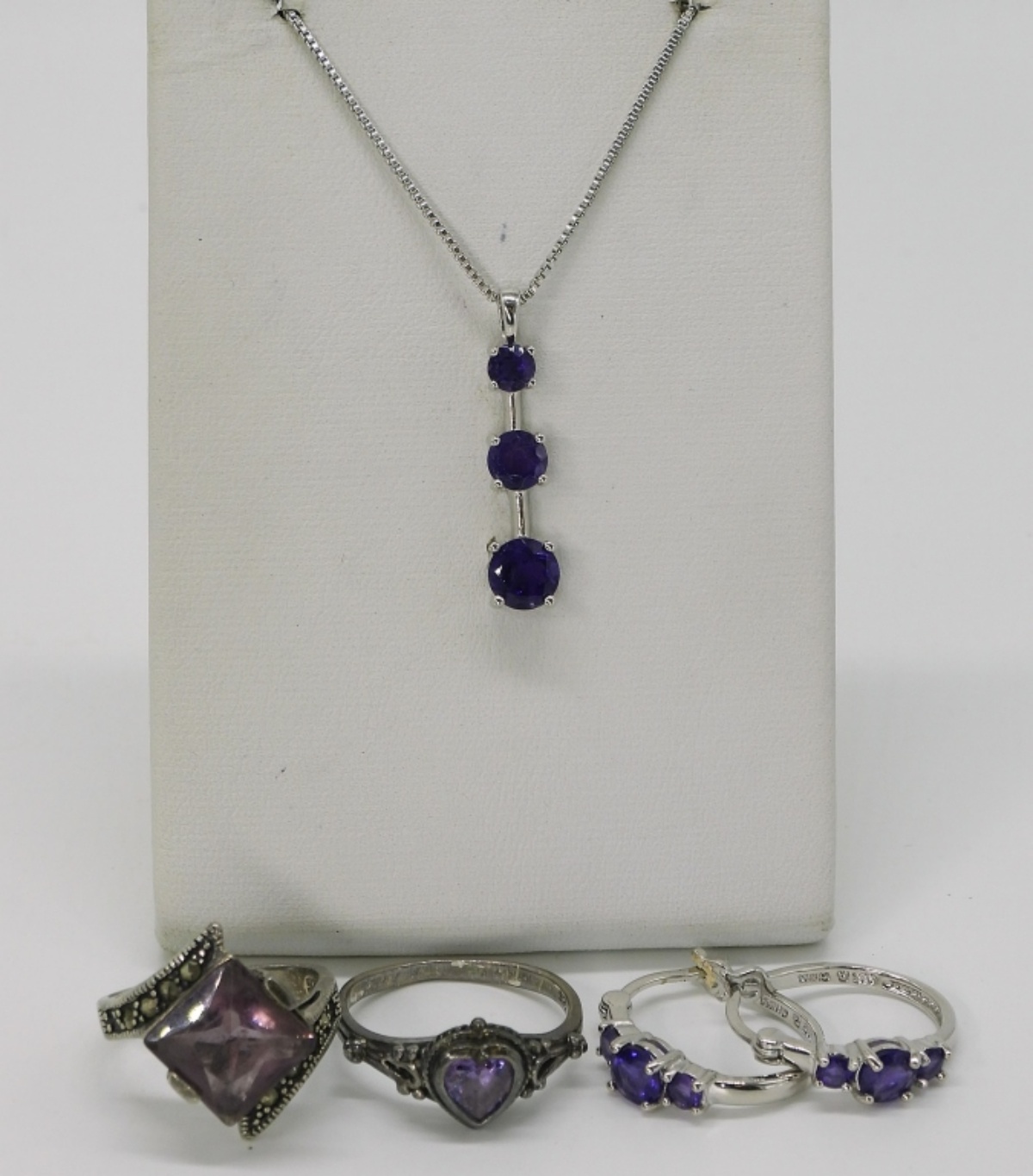 Amethyst Pendant, Rings & Earrings in Sterling