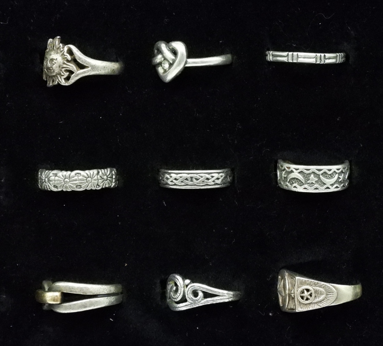 Nine Sterling Fashion Rings