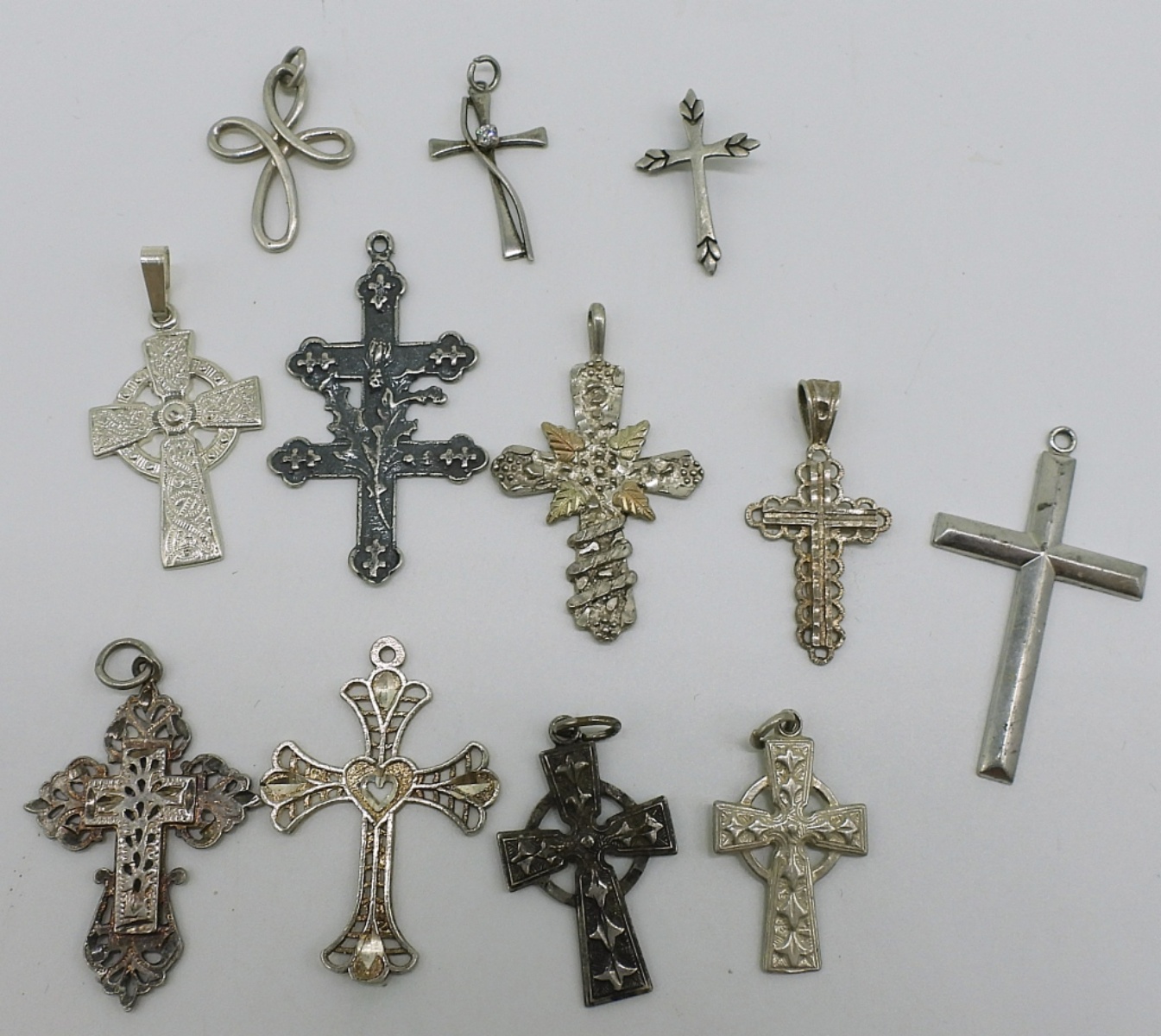 12 Sterling Cross Pendants