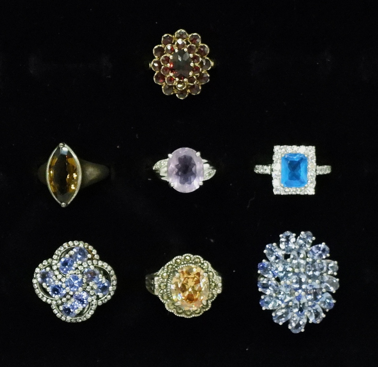 7 Sterling Fashion Gemstone Rings