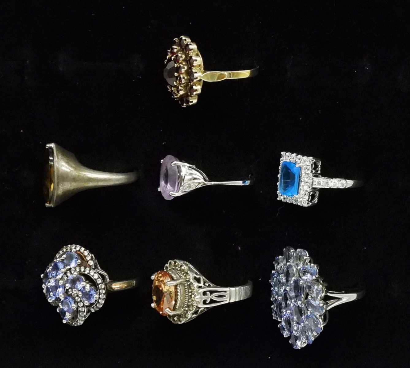 7 Sterling Fashion Gemstone Rings