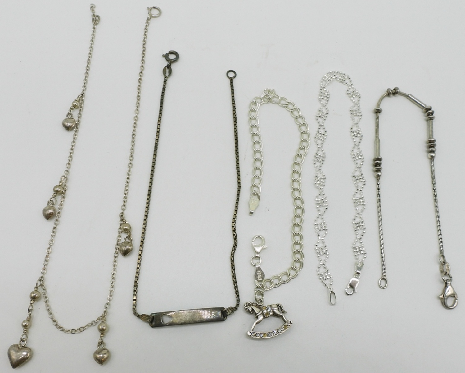 Five Petite Sterling Bracelets & Anklets