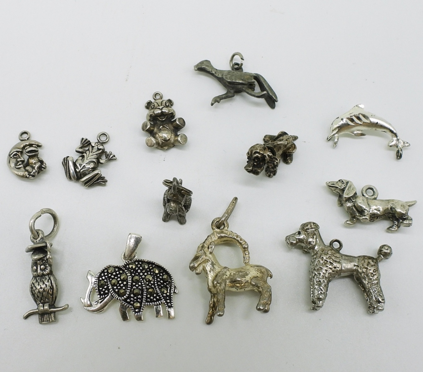12 Sterling Animal Charms / Pendants