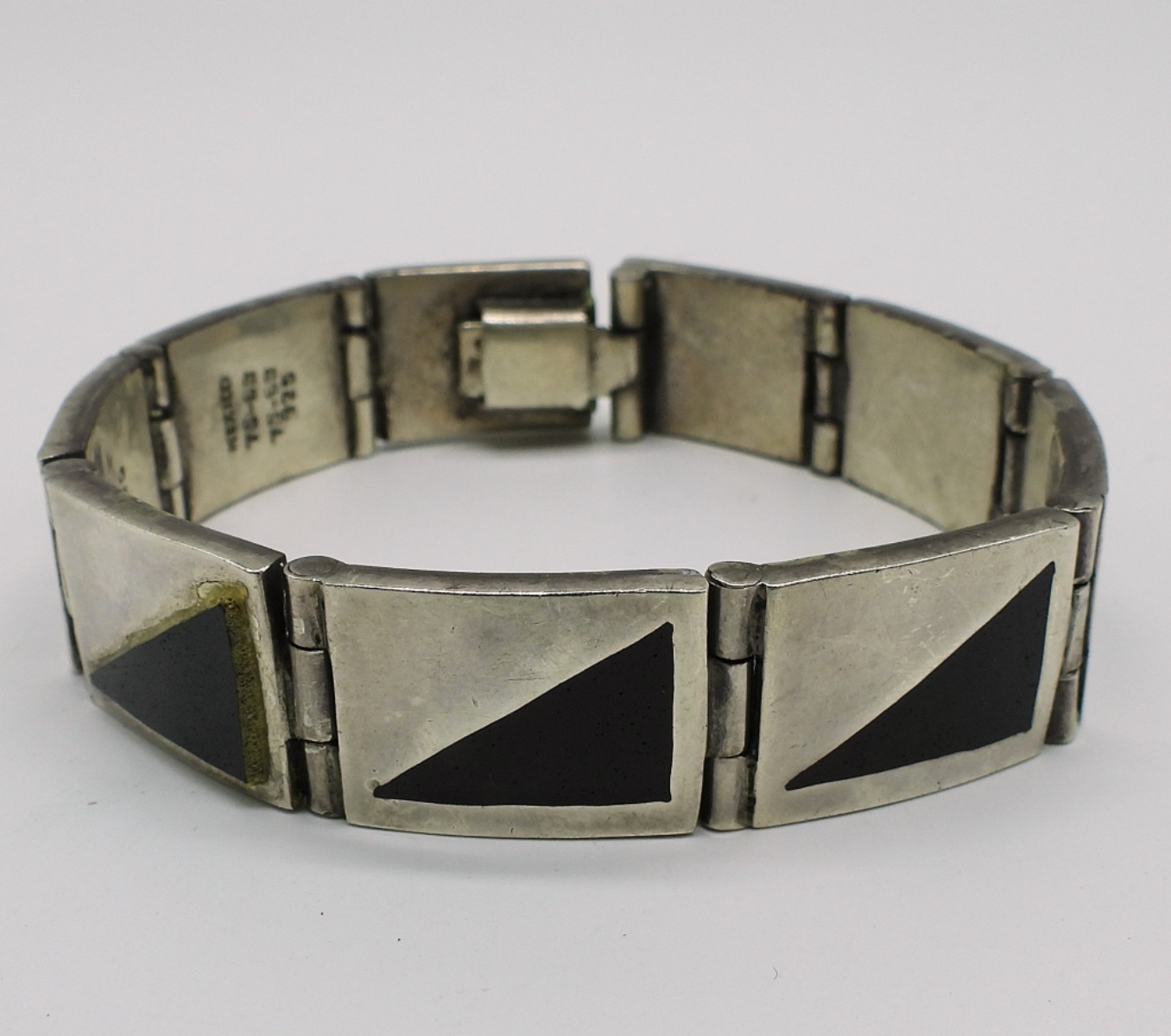 Large Taxco Sterling & Black Onyx Bracelet