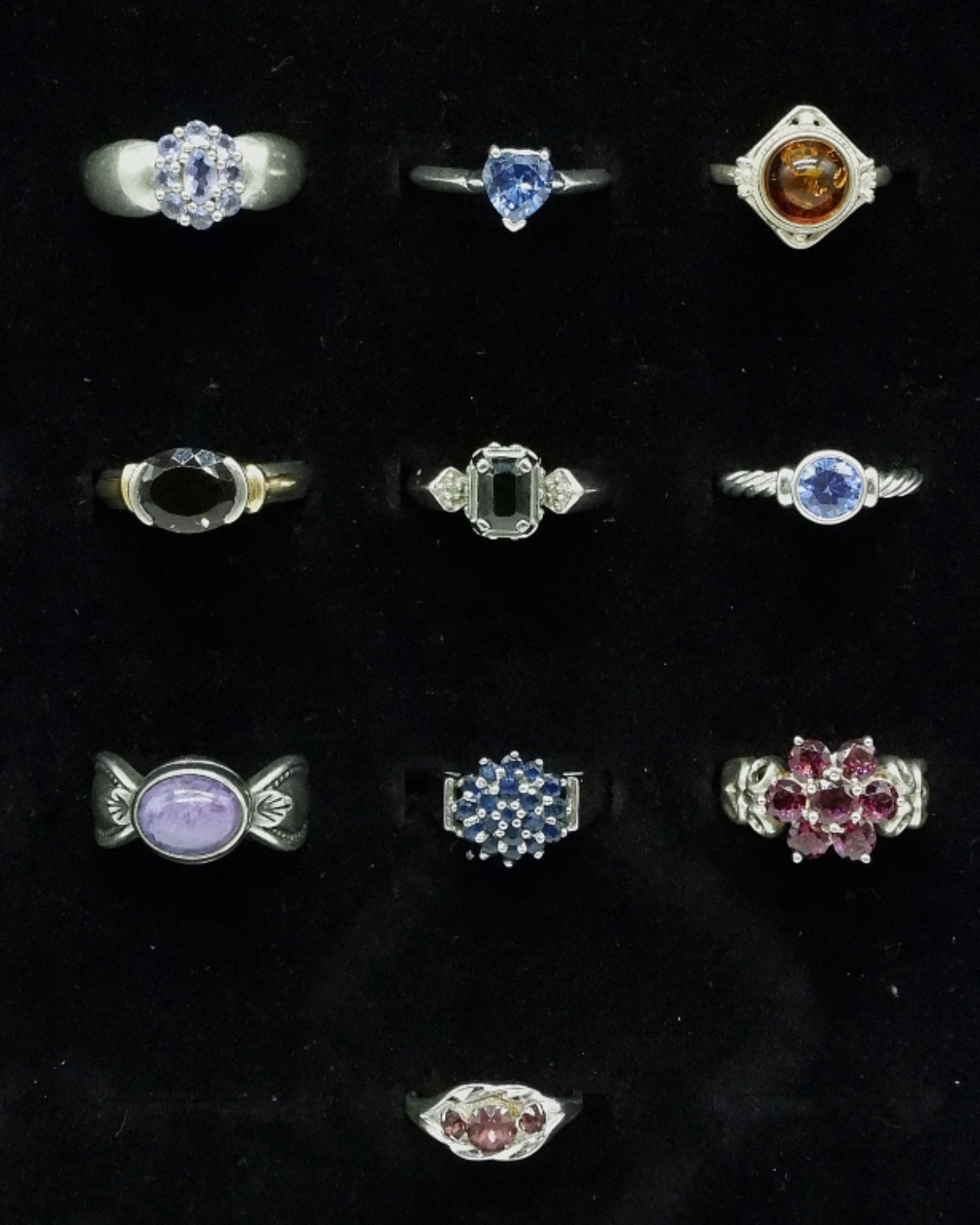 10 Sterling Gemstone Rings