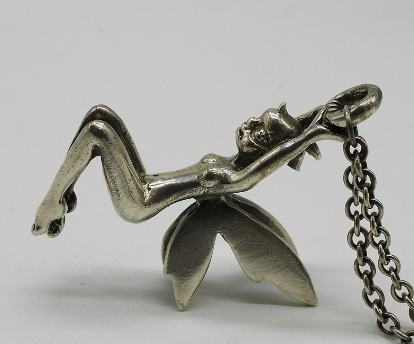 Two Long Sterling Necklaces with Whimsical Pendant