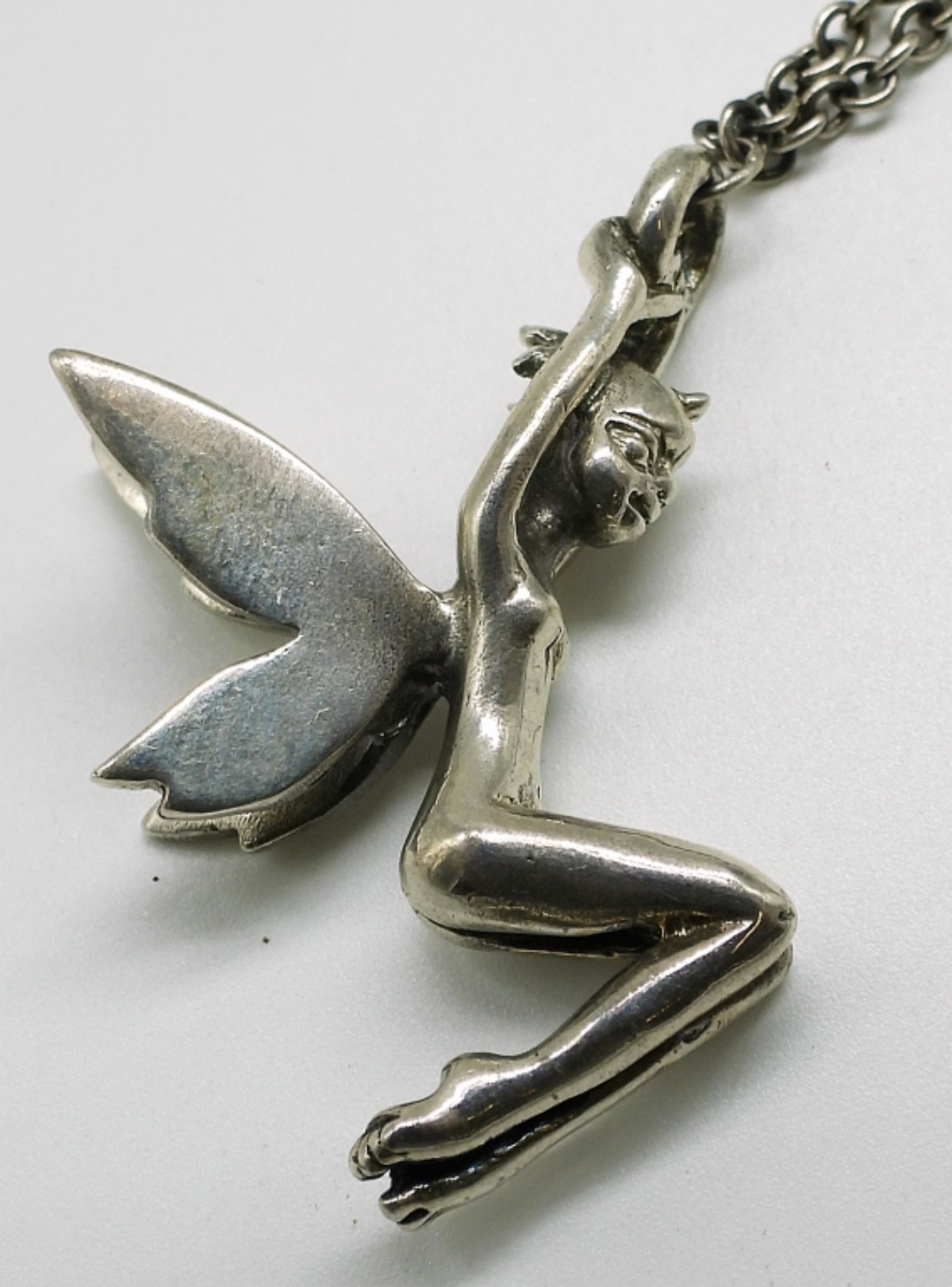 Two Long Sterling Necklaces with Whimsical Pendant