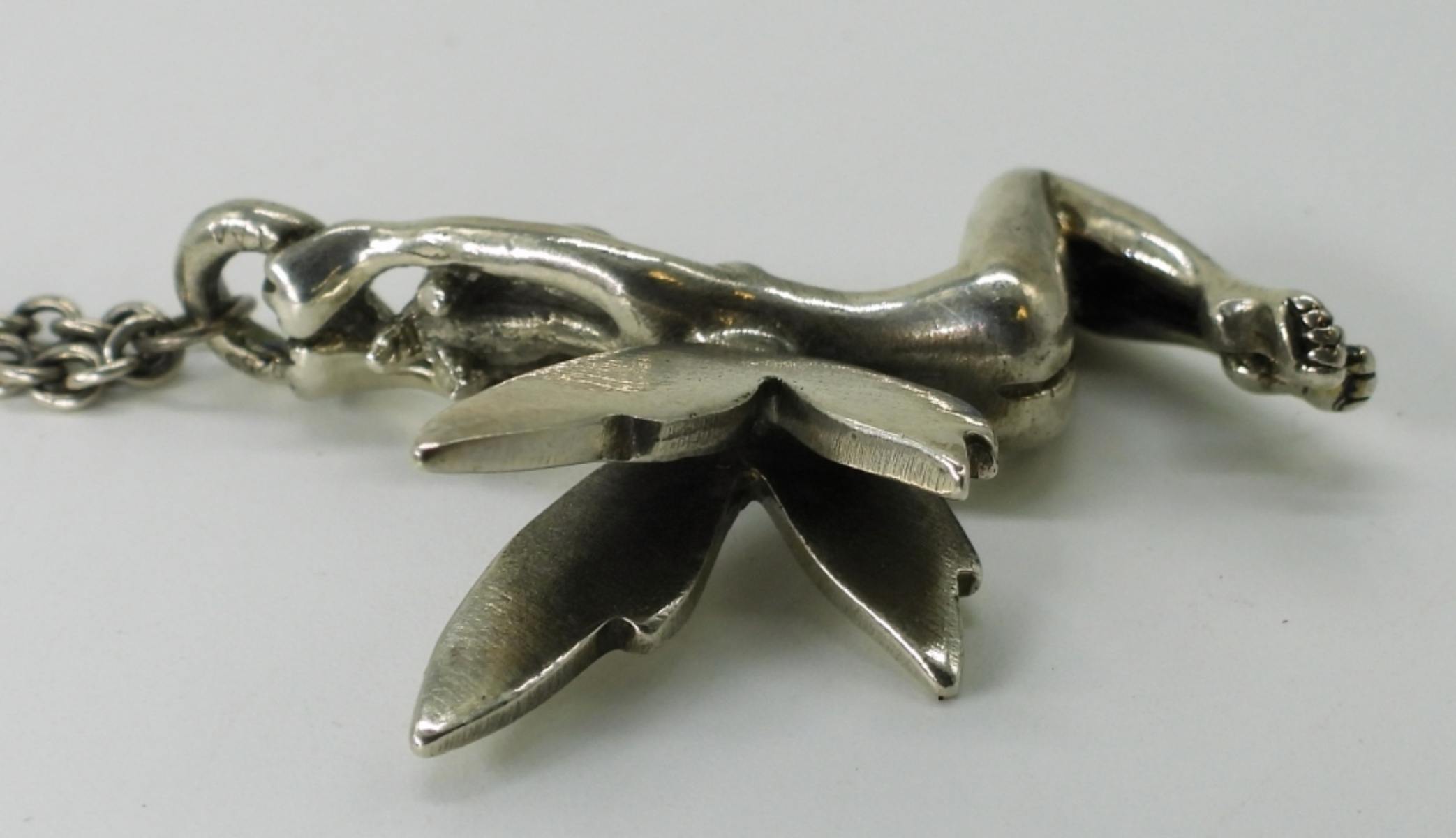 Two Long Sterling Necklaces with Whimsical Pendant