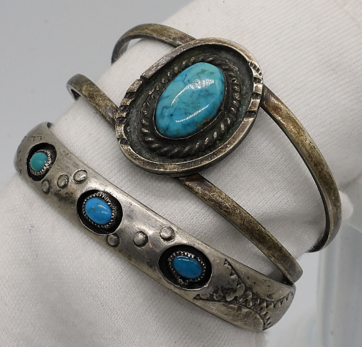 2 Sterling Turquoise Cuff Bracelets