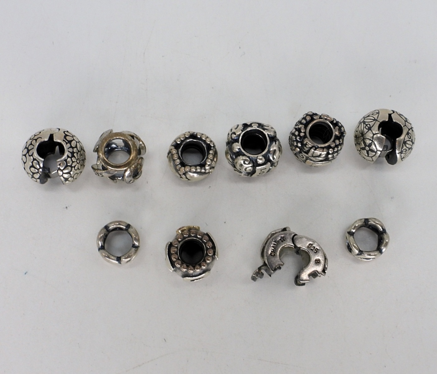 10 Sterling Spacer Beads for Charm Bracelets