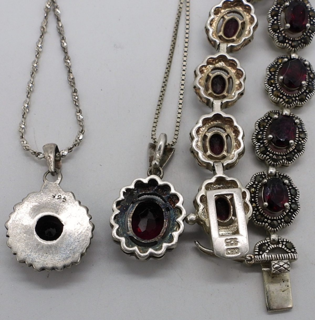 Garnet Sterling Necklaces & Bracelet