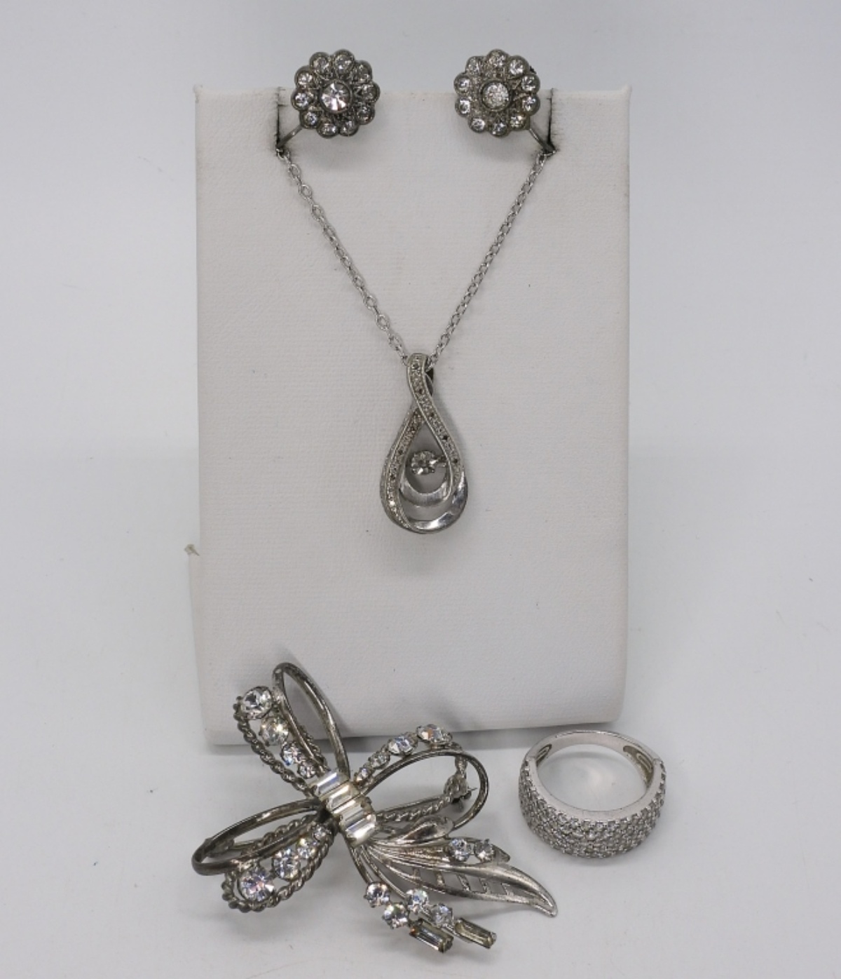 White Rhinestone 925 Brooch, Earrings & More