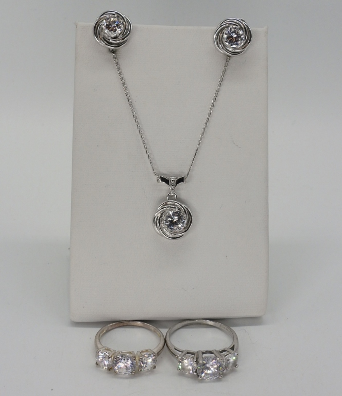 AMCO Sterling White Gemstone Set & Rings