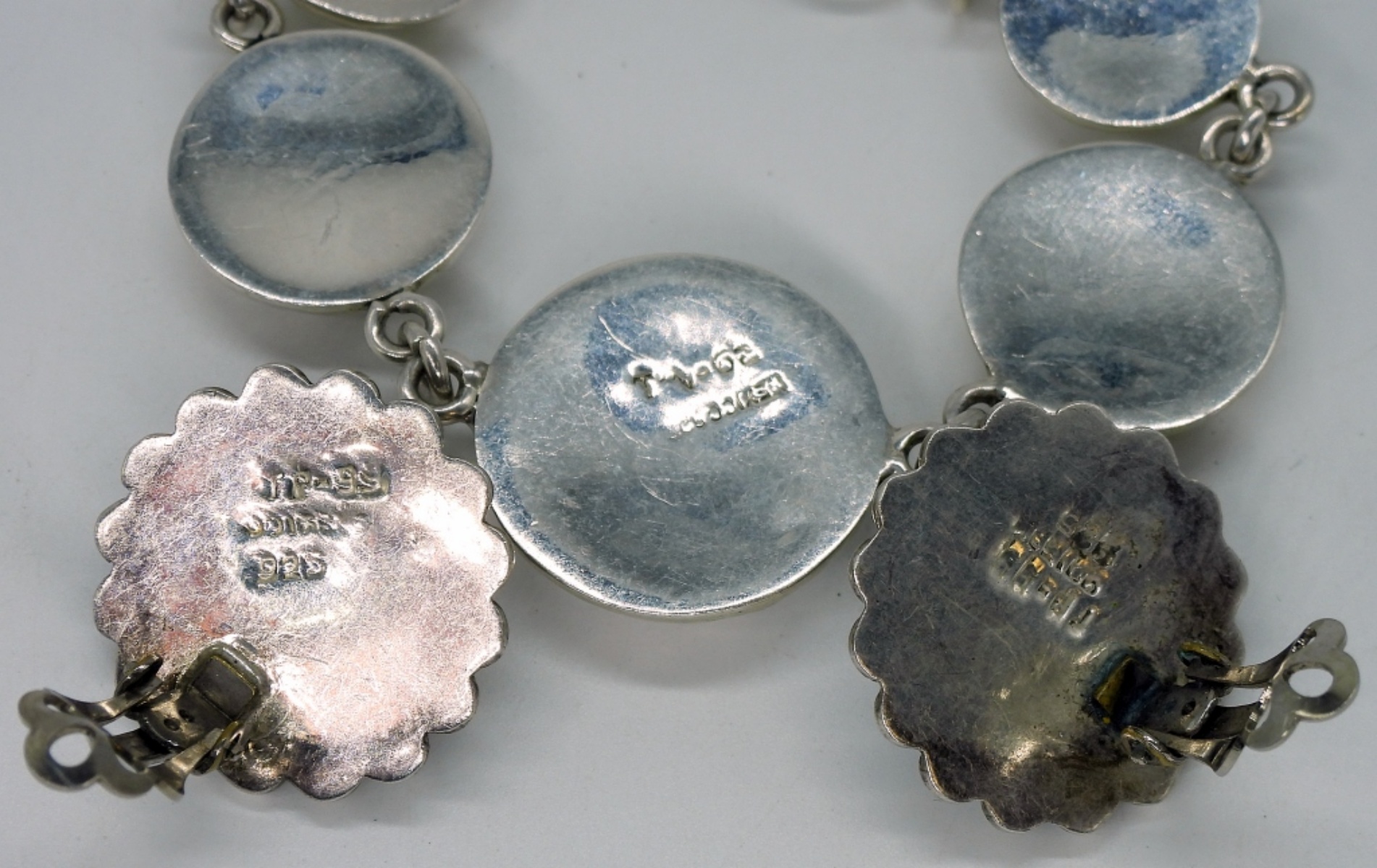 Vintage Taxco Sterling Bracelet and Clip On Earrin
