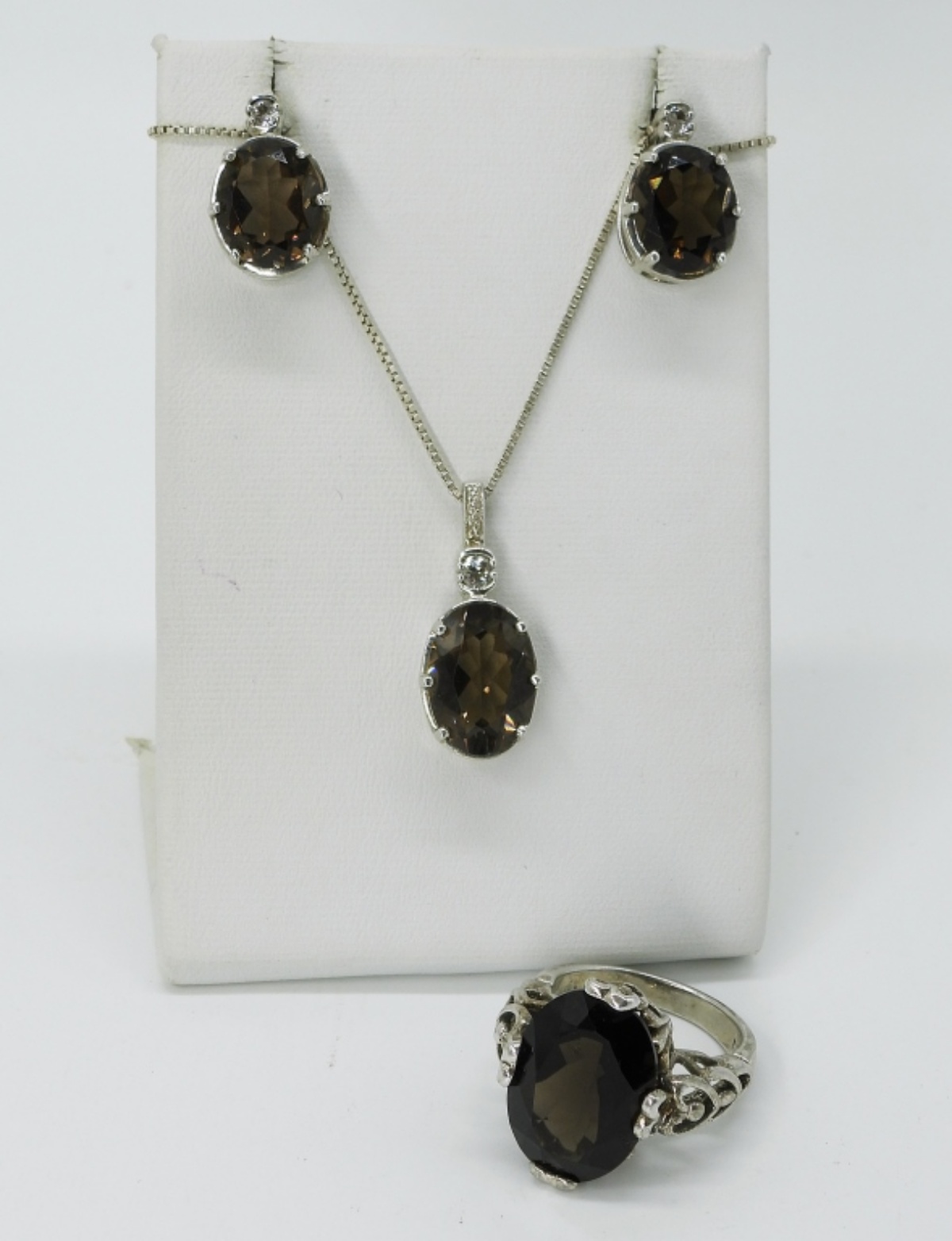 Smokey Quartz, Sterling 3 Piece Set