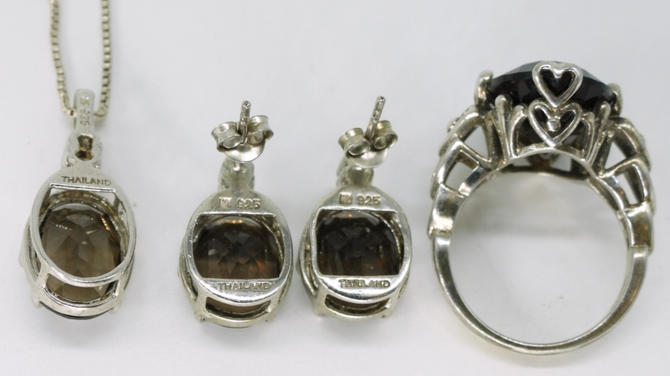 Smokey Quartz, Sterling 3 Piece Set