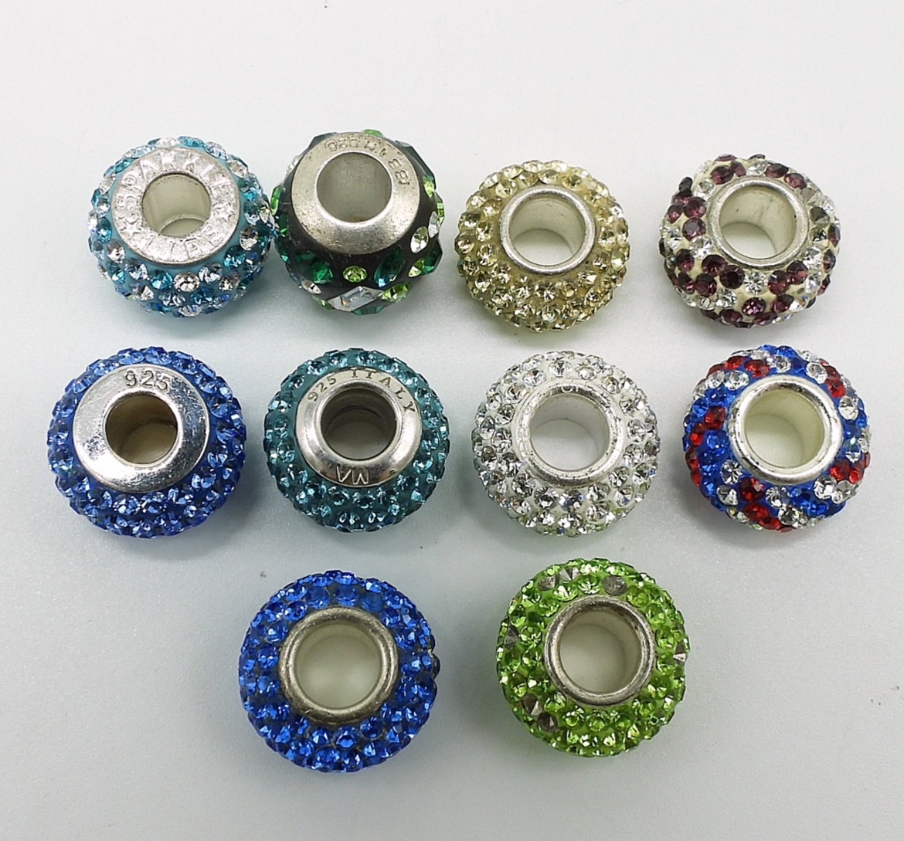 10 Sterling Rhinestone Spacer Beads