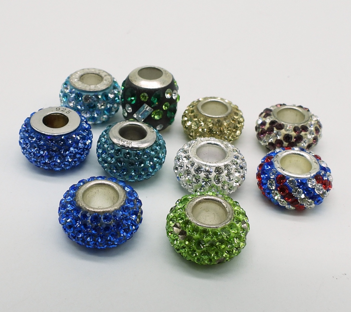 10 Sterling Rhinestone Spacer Beads