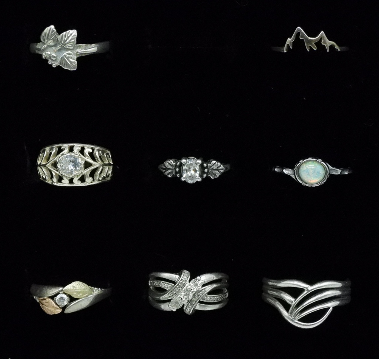 Eight Beautiful Sterling Rings