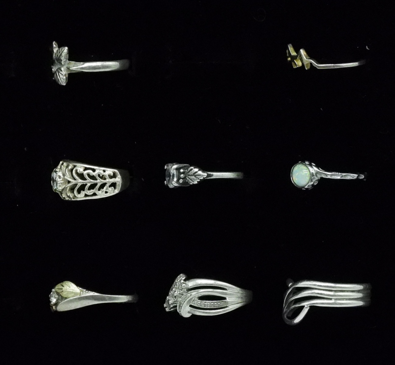 Eight Beautiful Sterling Rings
